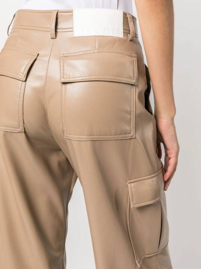 MSGM Broek van imitatieleer Beige