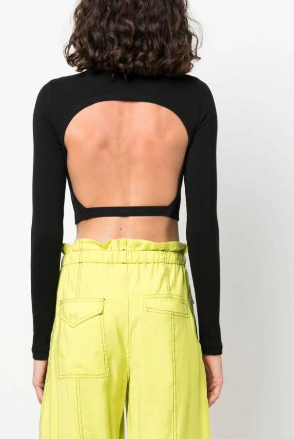 MSGM Cropped T-shirt Zwart
