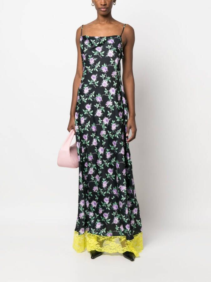 MSGM Maxi-jurk met bloemenprint Zwart