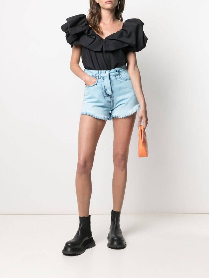 MSGM Gerafelde shorts Blauw