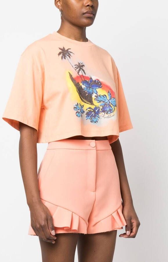 MSGM Cropped T-shirt Oranje