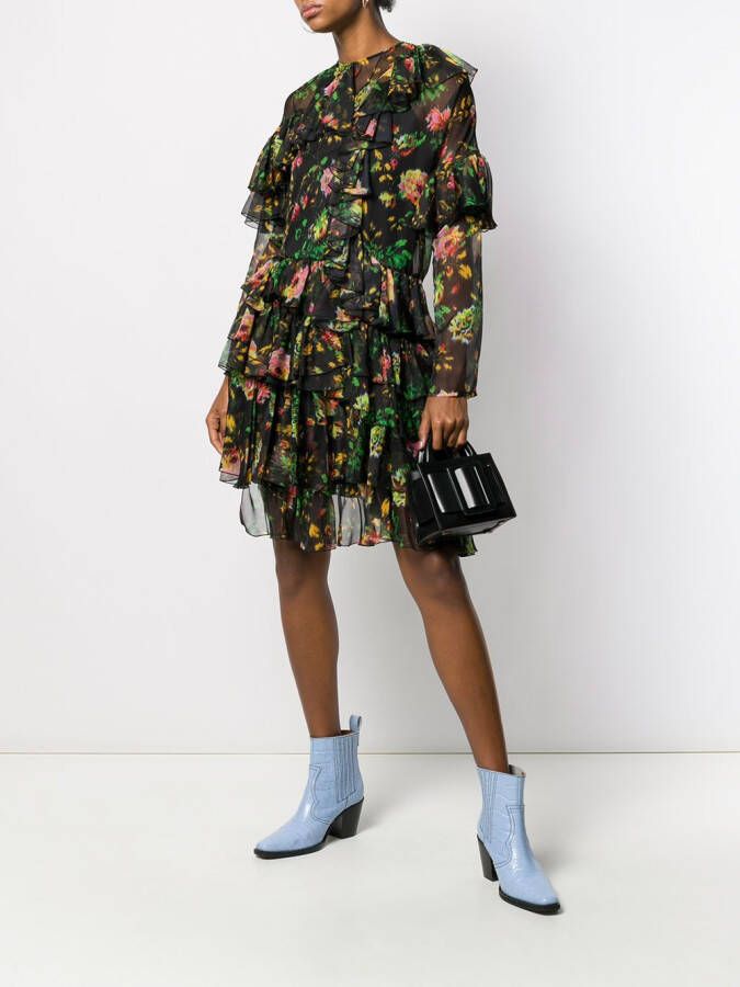 MSGM Jurk met bloemenprint Zwart