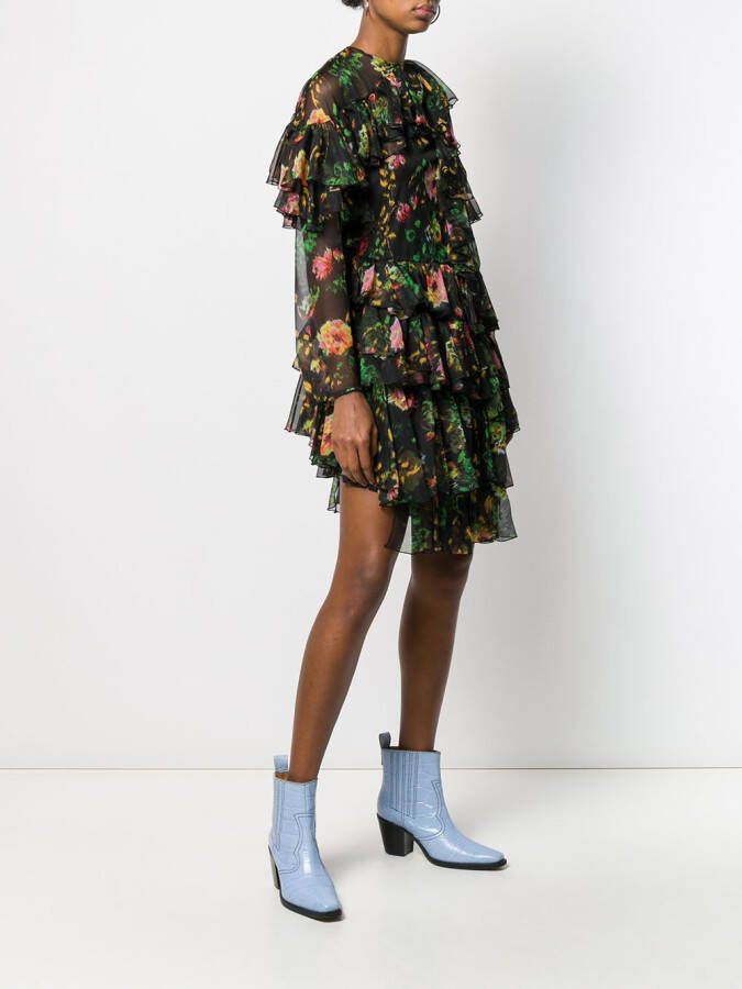 MSGM Jurk met bloemenprint Zwart