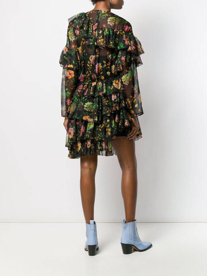 MSGM Jurk met bloemenprint Zwart