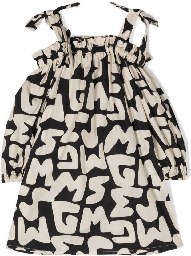 MSGM Kids Jurk met logoprint Beige