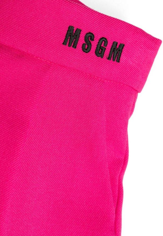 MSGM Kids Broek met geborduurd logo Roze