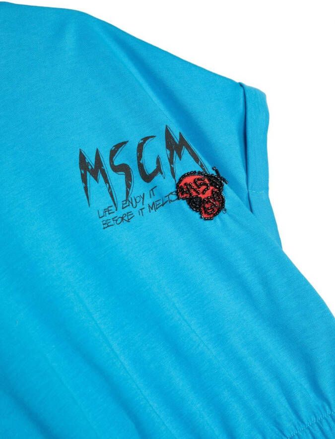 MSGM Kids T-shirt met logoprint Blauw