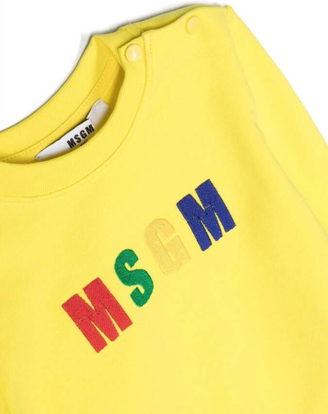 MSGM Kids Sweater met geborduurd logo Geel