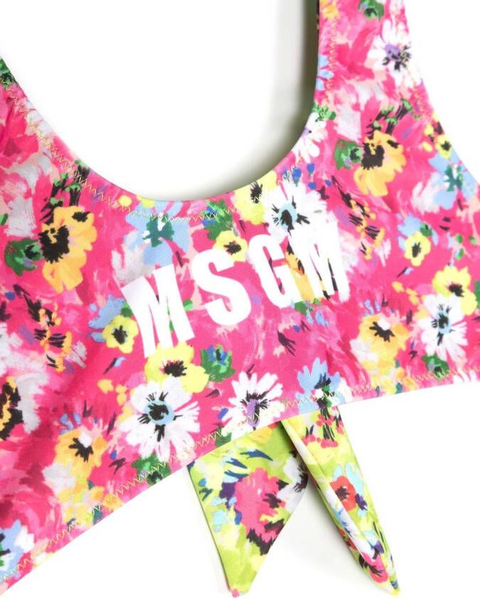 MSGM Kids Bikini met bloemenprint Roze