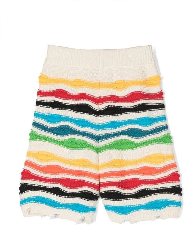 MSGM Kids Gerafelde gebreide shorts Beige