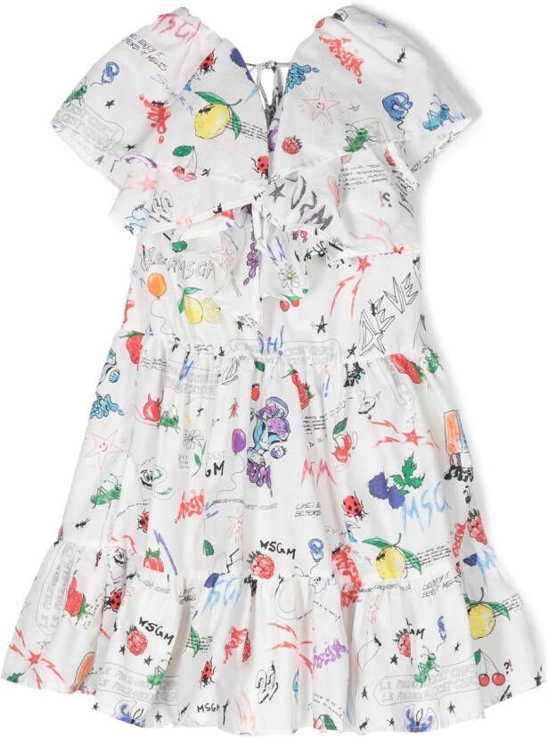 MSGM Kids Handgeverfde jurk Wit