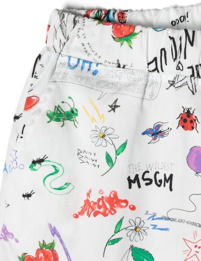 MSGM Kids Handgeverfde shorts Wit