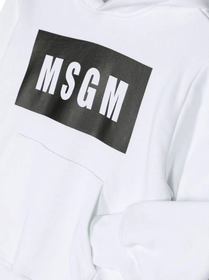 MSGM Kids Hoodie met logoprint Wit