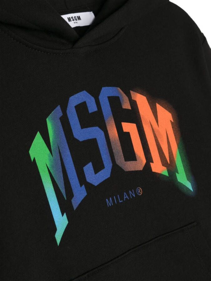 MSGM Kids Hoodie met logoprint Zwart