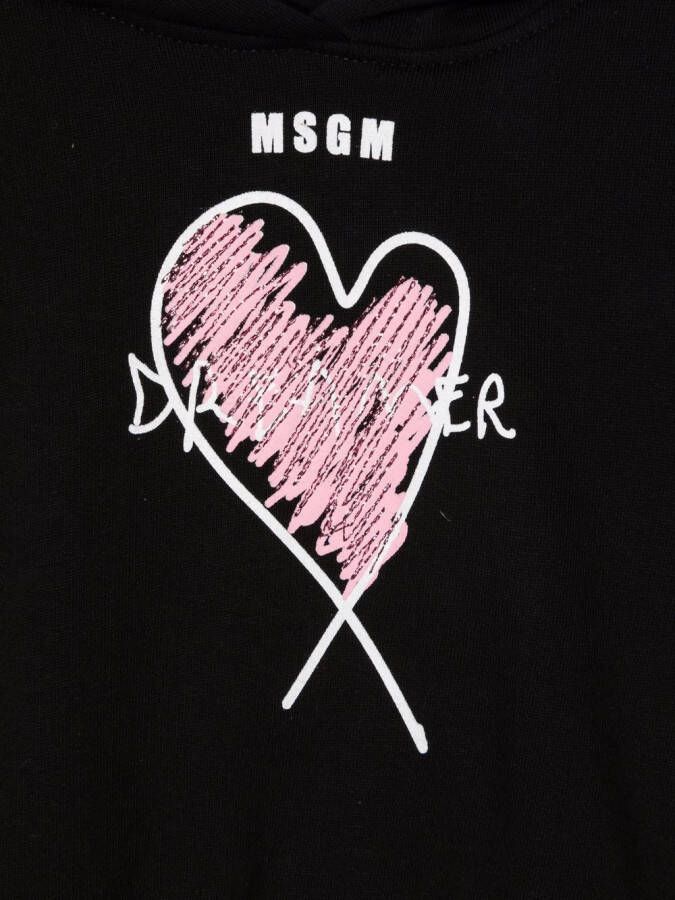 MSGM Kids Hoodie met logoprint Zwart