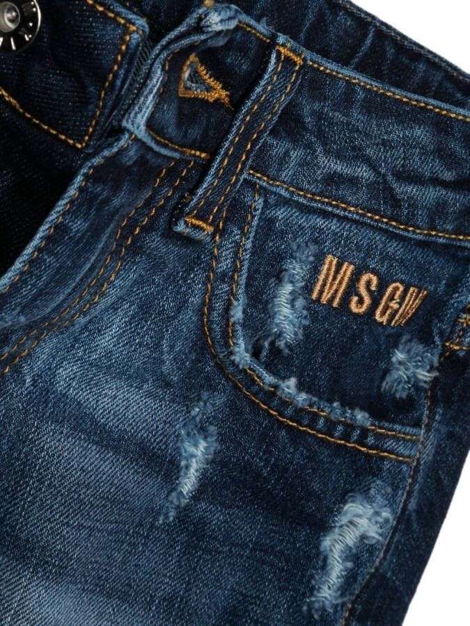 MSGM Kids Jeans met geborduurd logo Blauw