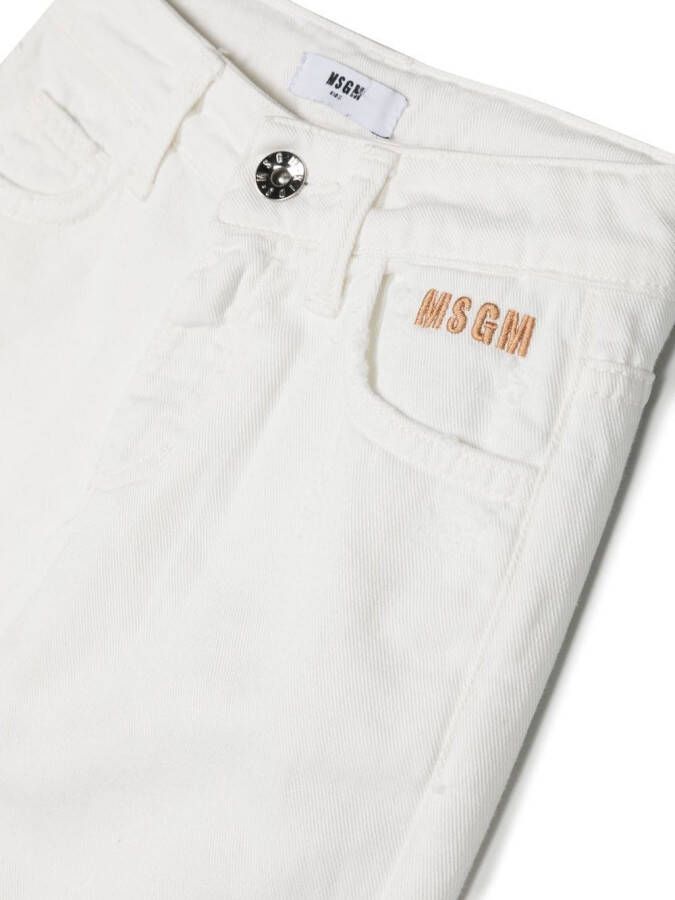 MSGM Kids Jeans met geborduurd logo Wit