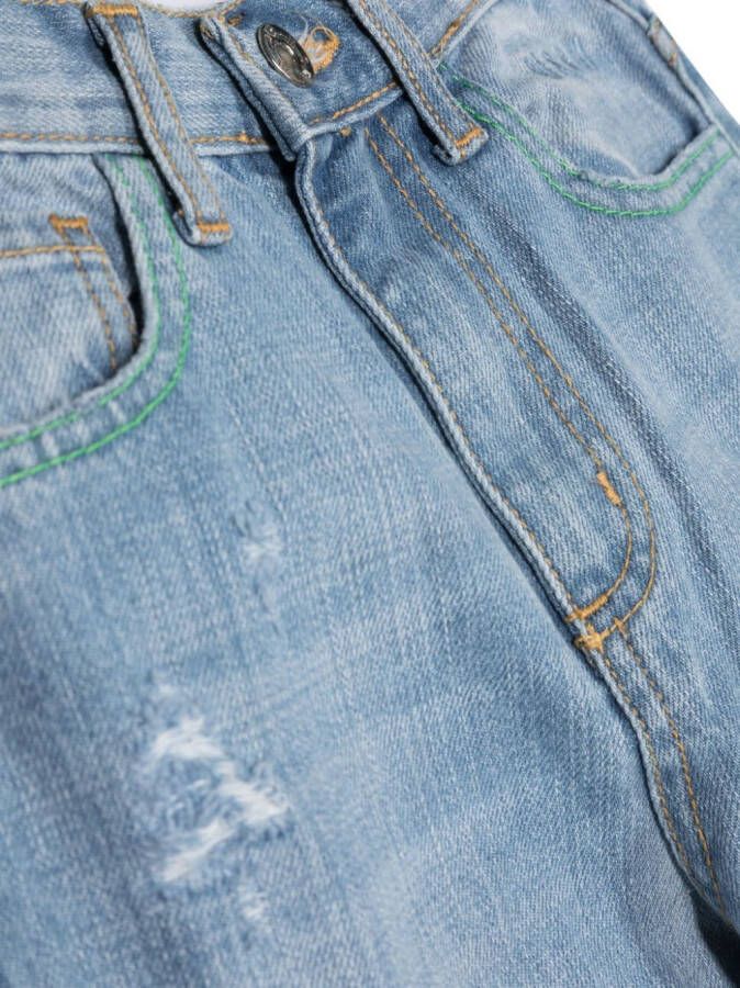 MSGM Kids Jeans met gerafeld-effect Blauw
