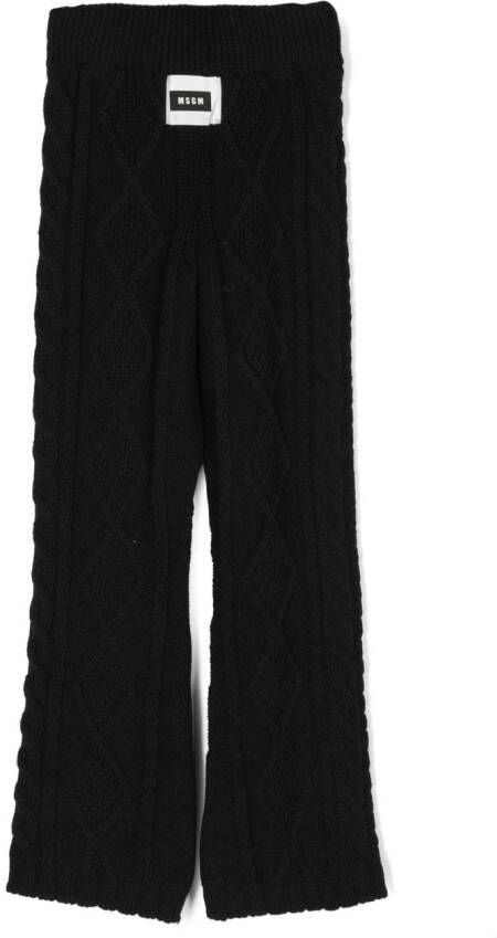 MSGM Kids Kabelgebreide broek Zwart