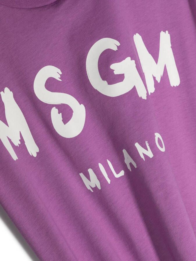 MSGM Kids T-shirt met logoprint Paars