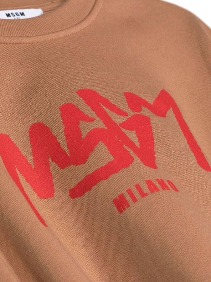 MSGM Kids Sweater met logoprint Bruin