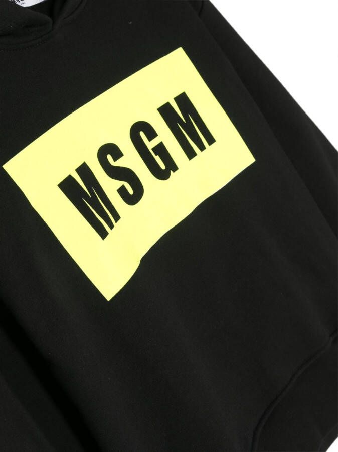 MSGM Kids Hoodie met logo Zwart