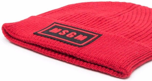 MSGM Kids Ribgebreide muts Rood