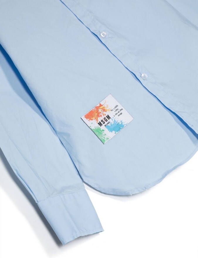 MSGM Kids Shirt met logoprint Blauw