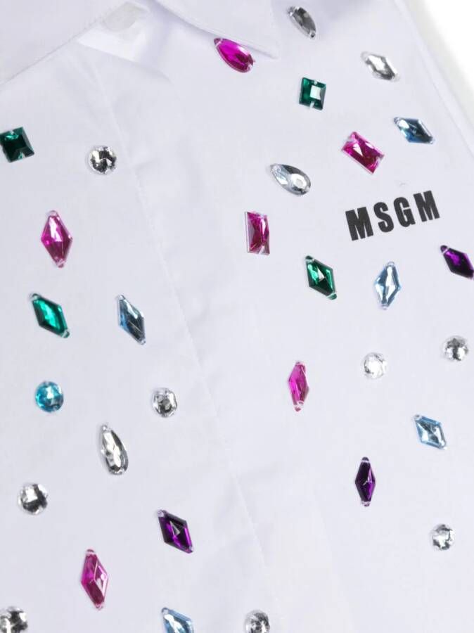 MSGM Kids Shirt verfraaid met kristallen Wit