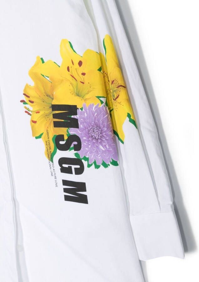 MSGM Kids Shirtjurk met bloemenprint Wit
