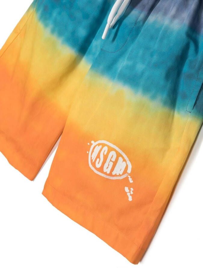 MSGM Kids Shorts met tie-dye print Blauw