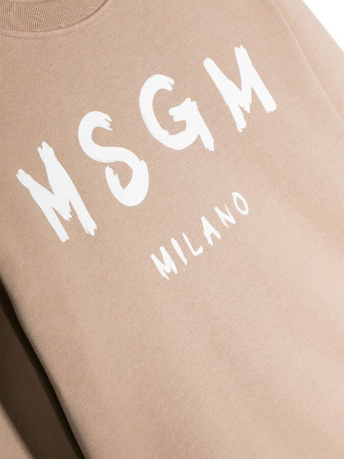 MSGM Kids Sweater met logoprint Beige