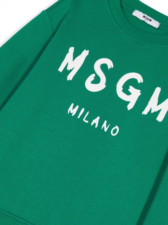 MSGM Kids Sweater met logoprint Groen