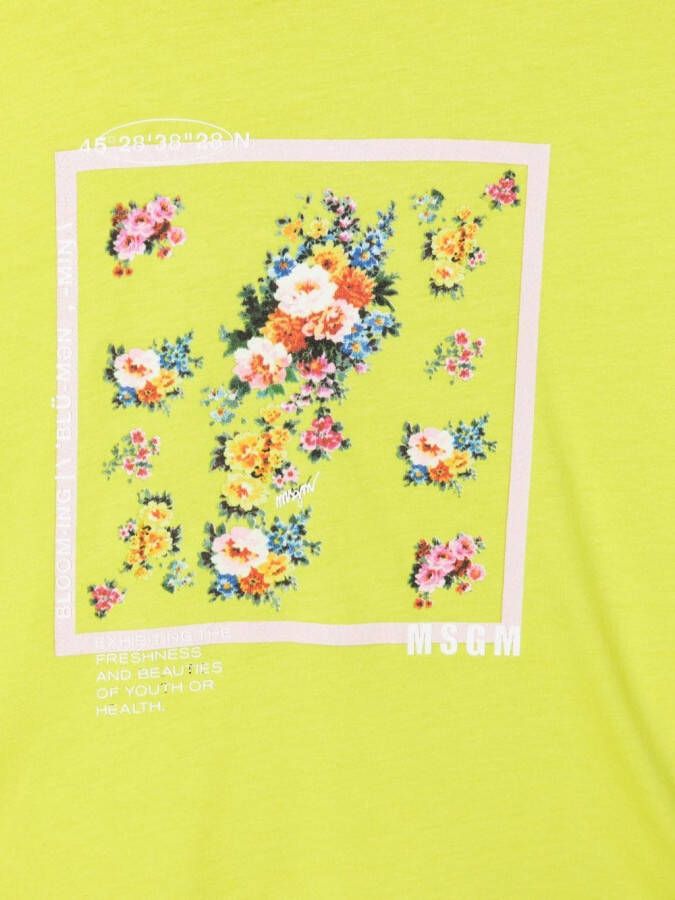 MSGM Kids T-shirt met bloemenprint Geel