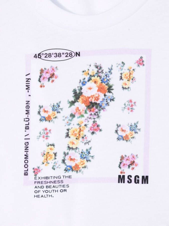 MSGM Kids T-shirt met bloemenprint Wit