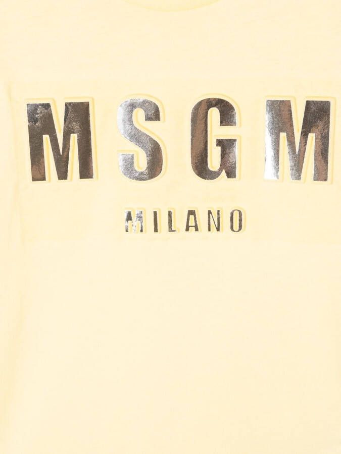 MSGM Kids T-shirt met logoprint Geel