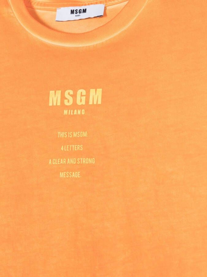 MSGM Kids T-shirt met logoprint Oranje