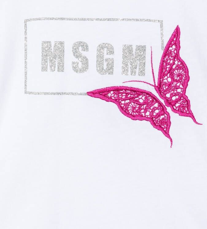 MSGM Kids T-shirt met logoprint Wit