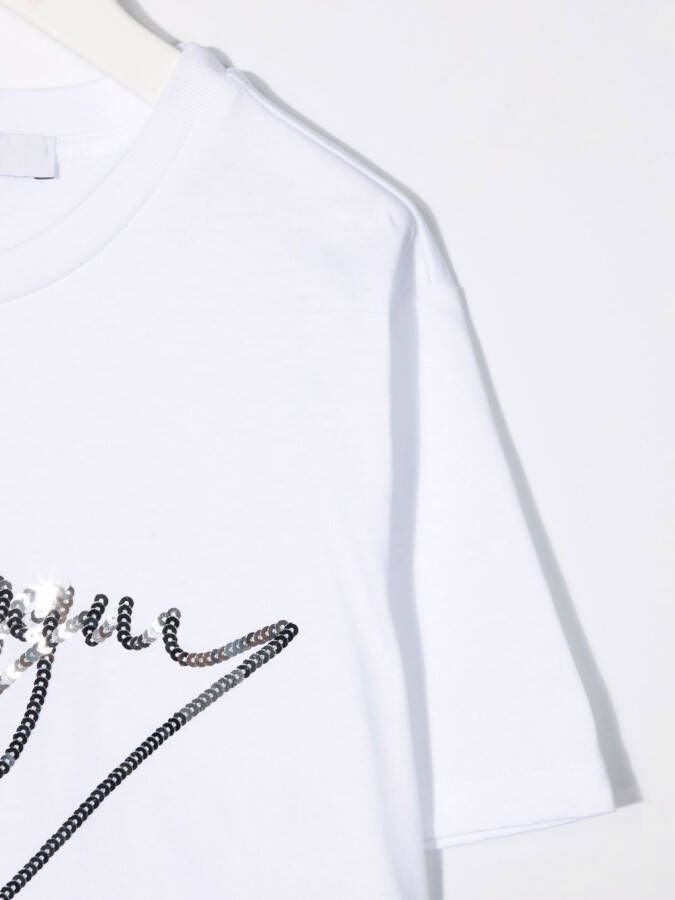 MSGM Kids T-shirt met pailletten logo Wit
