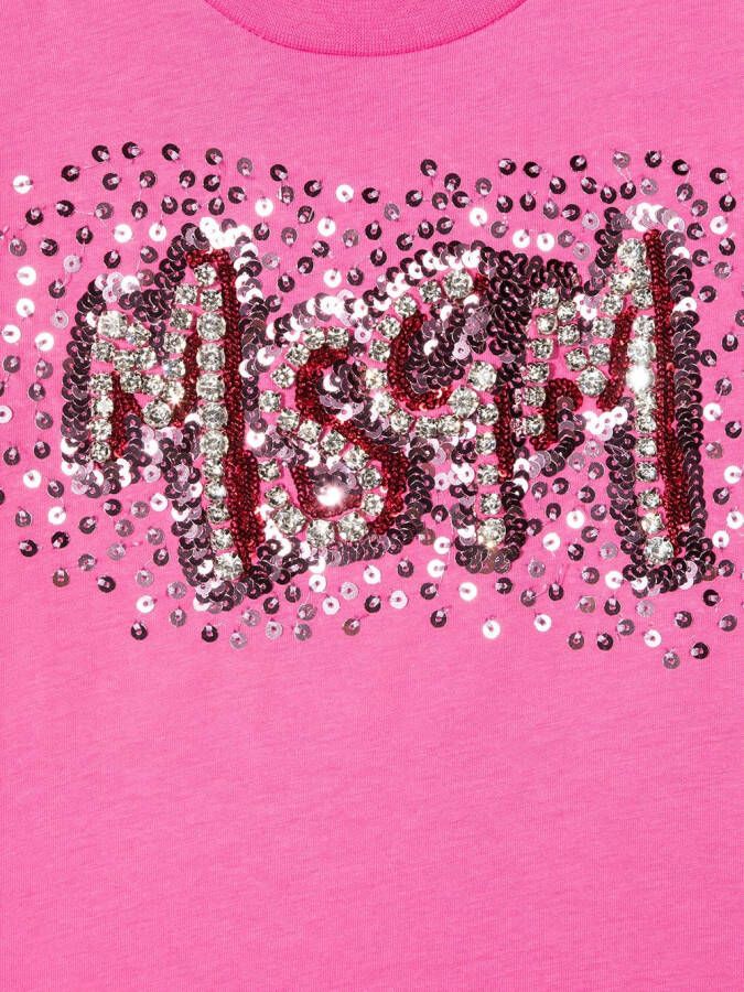 MSGM Kids T-shirt met pailletten Roze