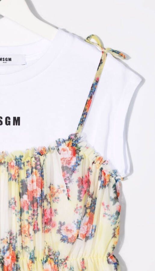 MSGM Kids T-shirtjurk met bloemenprint Geel