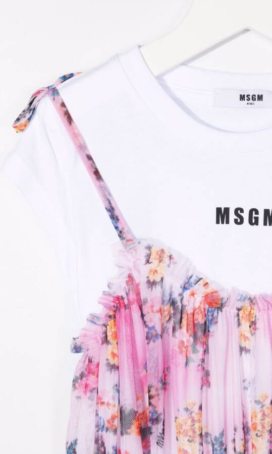 MSGM Kids T-shirtjurk met bloemenprint Wit
