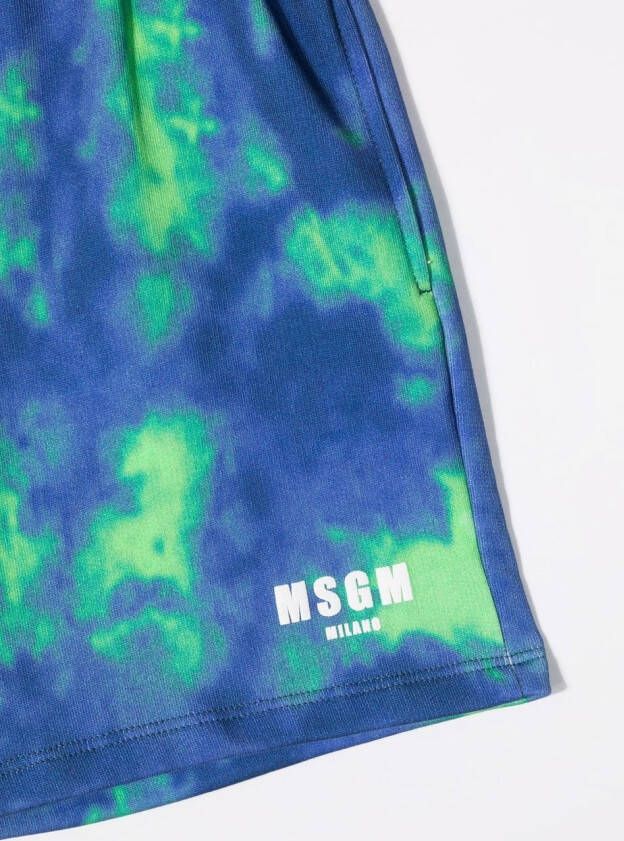 MSGM Kids Trainingsshorts met tie-dye print Blauw