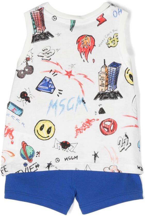 MSGM Kids Hemd en shorts set Blauw