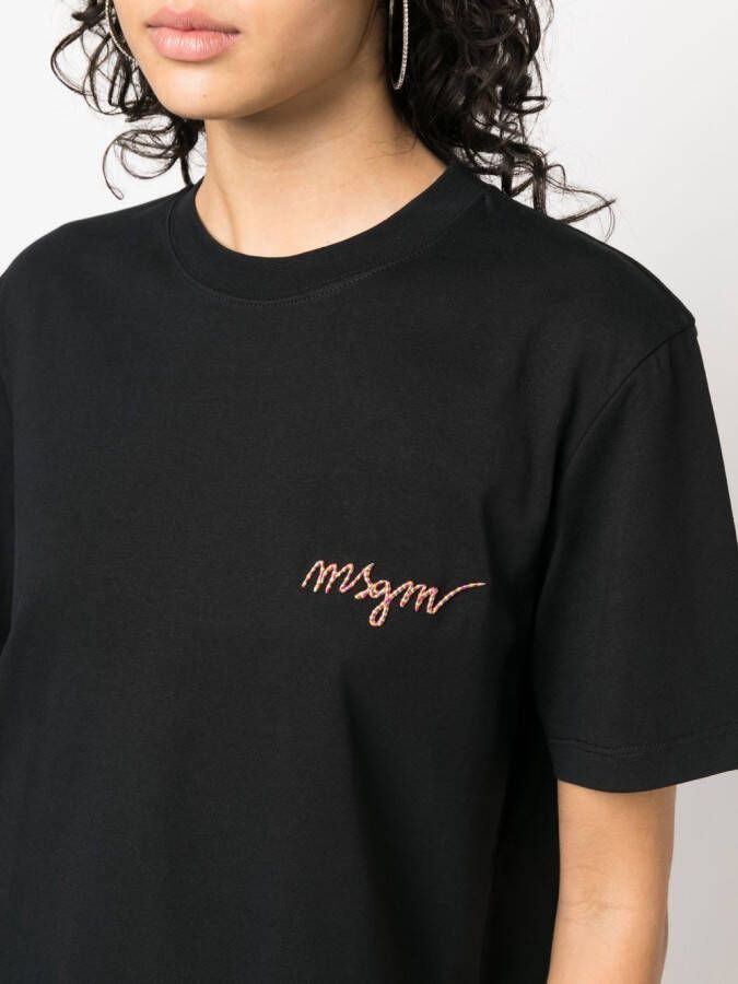 MSGM T-shirt met geborduurd logo Zwart