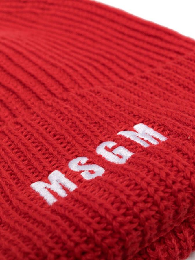 MSGM Muts met geborduurd logo Rood