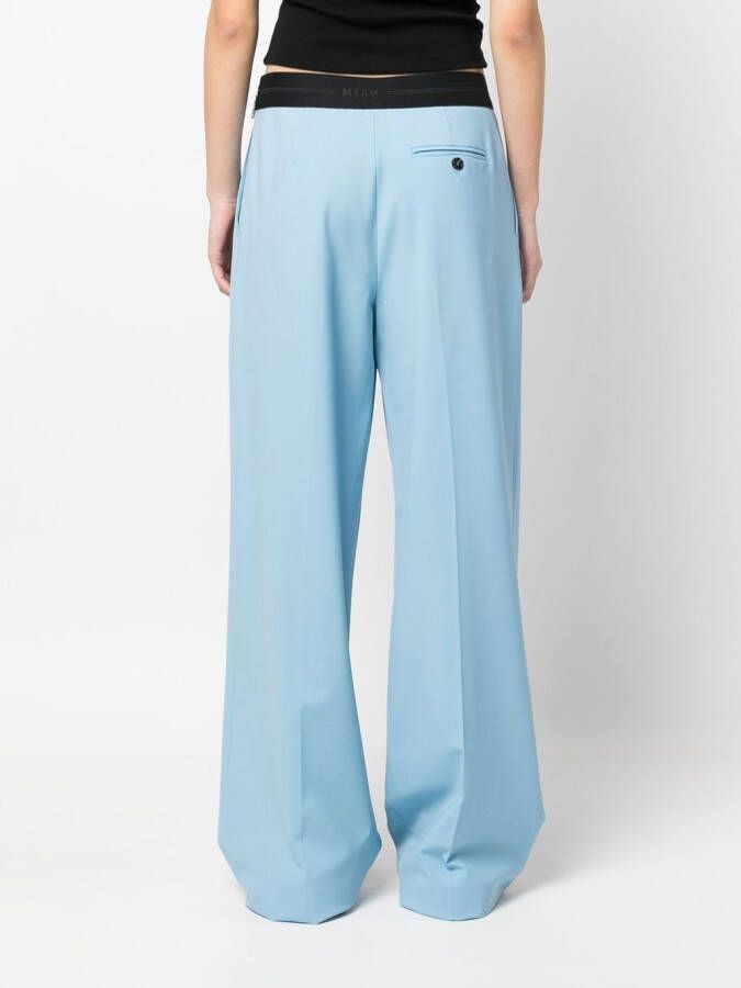 MSGM Pantalon met logoband Blauw