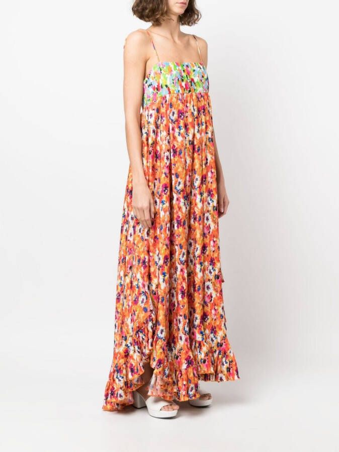 MSGM Maxi-jurk met bloemenprint Oranje