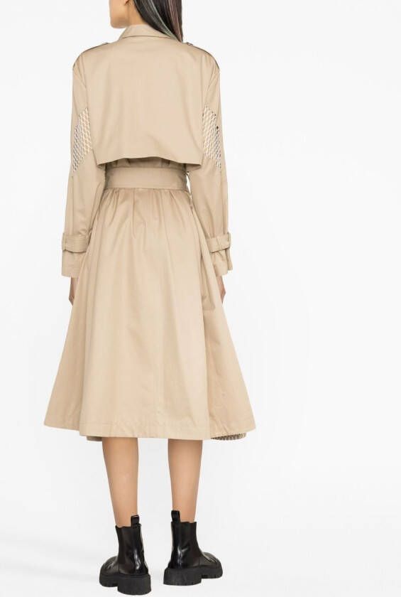 MSGM Trenchcoat met mesh vlak Beige