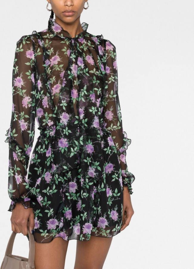 MSGM Mini-jurk met roosprint Zwart